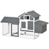 59" Small Wooden Chicken Coop Hen House, Poultry Cage for Outdoor Backyard with 2 Doors, Nesting Box & Removable Tray, White