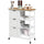 Rolling Kitchen Cart, Kitchen Island with Wood Top, Shelves & Drawers for Dining Area, White