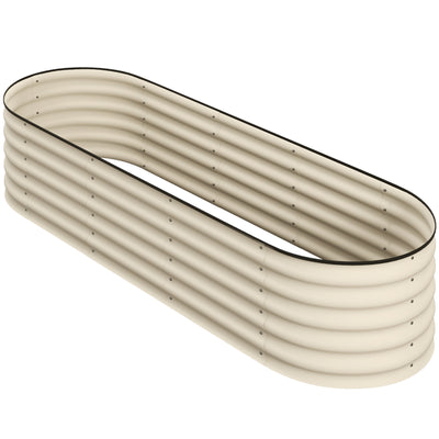 6.4 x 2 x 1.4ft Galvanized Raised Garden Bed Kit, Metal Planter Box with Safety Edging, Cream
