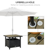 22" Steel PE Rattan Wicker Outdoor Patio Accent Table With Umbrella Insert Brown