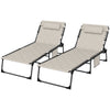 Folding Chaise Lounge Set with Reclining Back, 25.6" x 74" x 14.2", Khaki