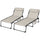 Folding Chaise Lounge Set with Reclining Back, 25.6" x 74" x 14.2", Khaki