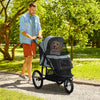 Pet Stroller for Small Dogs with Adjustable Canopy, 3 Big Wheels, Foldable Cat Stroller with Safety Tether, Storage Basket, Gray