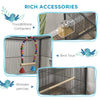 Metal Bird Cage with Stand for Parrots, Lovebirds, Finches, Gray