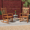 Wooden Rocking Chair Set, Outdoor Rocker Chairs w/ Curved Armrests, Slatted Seat & Backrest for Garden, Porch, Supports Up to 352 lbs., Teak