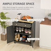 Sideboard Buffet Cabinet Kitchen Cabinet, Coffee Bar Storage with Solid Wood Top, Adjustable Shelf, and 2 Drawers for Living Room, Black