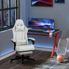 Gaming Chair with Swivel Wheel, Computer Chair with PU Leather & Retractable Footrest, Racing Gaming Chair, White