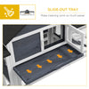 83" Outdoor Rabbit House, 2-Story Deluxe XL Wooden Rabbit Hutch, Big Bunny Cage w/ Ladder and Run, Gray