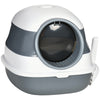 Cat Litter Box with Lid, Foldable Litter Box with Cat Plastic Scoop,Extra Large Space,Easy Cleaning, Air Freshener, Gray