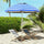 5.7' Beach Umbrella for Travel with Tilt, Adjustable Height, 2 Cup Holders, Hook, Vent, Ruffles, Blue White Stripe