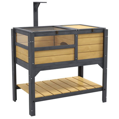 Tortoise Habitat with Shelf Storage, Tortoise Enclosure with Weather Protection, Tortoise Gift Accessory, Reptile Enclosure with Tray, Yellow