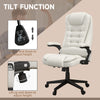 6 Point Vibrating Heated Massage Office Chair, Linen High Back Office Desk Chair, Reclining Backrest, Padded Armrests & Remote, Cream White