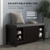 Modern Shoe Storage Bench, Entry Way Bench with Cushion, 2 Sliding Doors, Storage Ottoman Bench, Holds 10 Pairs, Black