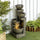 Outdoor Fountain with 4-Tier Stacked Stone Bowls, Cascading Waterfall, Adjustable Flow & LED Lights, Rustic DÃ©cor for Patio, Zen Garden, Gray