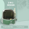 Cat Litter Box with Lid, Covered Litter Box Easy to Clean Open Including openable Front Cover, Litter Scoop, Green