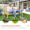 56" Outdoor Patio Wood Bench, 2-Seater Garden Bench with Slatted Seat, Backrest & Arm Rests for Patio, Porch, Poolside, Natural