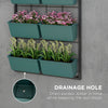 3-Tier Wall Planter Hanging with 6 Pots, Wall Mounted Planter Holder with Water Drainages for Flowers, Vegetable, Green