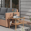 Outdoor Wicker Coffee Table, Rattan Patio Furniture w/ 2-Tier Storage Shelf, Aluminum Frame Square, Side Table with Tempered Glass Top, Sand
