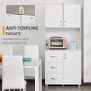 Freestanding Kitchen Buffet with Hutch Storage Organizer with 2 Door Cabinets, 3 Drawers, Open Countertop & Adjustable Shelf, White