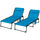 Folding Chaise Lounge Set with Reclining Back, 25.6" x 74" x 14.2", Sky Blue
