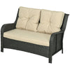 2-Seater Outdoor Sofa w/ 4" Thick Padded Cushion, PE Rattan Patio Outdoor Couch w/ Armrests, Wicker Loveseat, for Conservatory, Garden, Beige