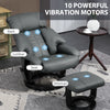Swivel Recliner with Ottoman, Faux Leather Reclining Chair with Massage, Footstool Remote and Side Pocket, Gray