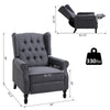 Fabric Reclining Sofa, Tufted Back Arm Chair, Adjustable Club Chair Padded Living Room Lounge, Vintage Linen, Dark Gray