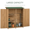 Outdoor Storage Cabinet Wooden Garden Shed Utility Tool Organizer with Waterproof Asphalt Rood, Lockable Doors & 3 Tier Shelves, Natural