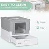 Fully Enclosed Cat Litter Box with Scoop, Hooded Cat Litter House, Gray