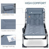 Folding Chaise Lounge Chair, Padded Reclining Chair with 5-position Backrest, Pillow and Pocket for Deck, Beach, Lawn and Sunbathing, Grey