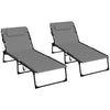 Folding Chaise Lounge Set with Reclining Back, 25.6" x 74" x 14.2", Gray