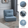 Convertible Flip Chair, Floor Lazy Sofa, Folding Upholstered Couch Bed with Adjustable Backrest, Metal Frame and Pillows for Bedroom, Blue