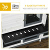 2-Story Rabbit Hutch Wooden Bunny Hutch Cage Small Animal House with Ramp, No Leak Tray, Weatherproof Roof & Outdoor Run, Indoor/Outdoor, Gray