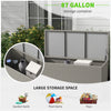 83 Gallon Deck Box, Outdoor Storage Chest, PE Wicker Trunk for Outside on Wheels for Garden Tools, Pool Toys & Patio Furniture Cushions, Gray