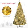 9' Prelit Artificial Flocked Christmas Trees, with Snow Frosted Branches, Warm White LED Lights, Auto Open