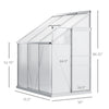 Aluminum Greenhouse Polycarbonate Walk-in Garden Greenhouse with Adjustable Roof Vent, Rain Gutter and Sliding Door, 6' x 4' x 7' Clear