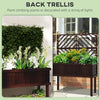 Elevated Wood Planter with Trellis for Climbing Plants Raised Garden Bed with Legs and Drainage Holes Carbonized Color