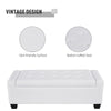 50.5" Faux Leather Rectangular Tufted Storage Ottoman Bench for Living Room, Entryway, or Bedroom, White