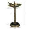 32" Antique Bird Bath Decorative Birdbath Bird Feeder Bowl with Planter Pedestal and Bird Statues, Bronze
