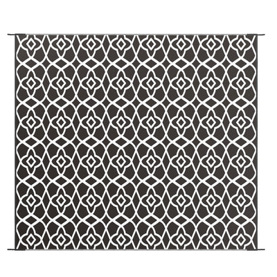 Reversible Outdoor Rug Carpet RV Camping Rugs with Carry Bag, 8' x 10', Black & White Clover