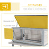 Elevated Wooden Rabbit Hutch, Indoor/Outdoor Bunny Cage with Hinged Asphalt Roof and Removable Tray for Guinea Pig, Gray