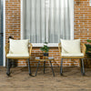 3-Piece Patio Rocking Chair Set with Cushions, Outdoor PE Rattan Wicker Bistro Set with 2 Rocker Chairs, Patio Conversation Set, Cream White
