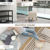 Round Ottoman Stool with Storage, Linen Fabric Upholstered Foot Stool with Padded Seat, Hidden Space and Wood Legs