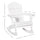 Wooden Adirondack Rocking Chair Outdoor Lounge Chair Fire Pit Seating with Slatted Wooden Design, Fanned Back, White