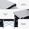 Aluminum Portable Camping Kitchen Fold-Up Cooking Table with Windscreen & 3 Enclosed Cupboards for BBQ, Party, Picnics, Black