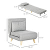 Chair Bed W/ Adjustable Backrest, 2-in-1 Multi-Functional Sofa Bed, Gray