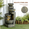 Outdoor Fountain with 4-Tier Stacked Stone Bowls, Cascading Waterfall, Adjustable Flow & LED Lights, Rustic DÃ©cor for Patio, Zen Garden, Gray