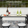 Bar Height Outdoor Table, Patio Bar Table with Built-In Bottle Opener, Plastic Top with Wood Grain, 47.25" x 15" x 39"