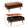Coffee Table, Lift up Coffee Table with Hidden Compartments and Wood Legs, 39.25" x 31" x 21.25", Walnut