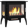 24" Free Standing Electric Fireplace Heater, Space Heater w/ Realistic Flame, Adjustable Temperature & Overheat Protection, 1000W/1500W, Black